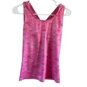 Under Armour HeatGear Armour Racer Tank small pink all over logo built in bra